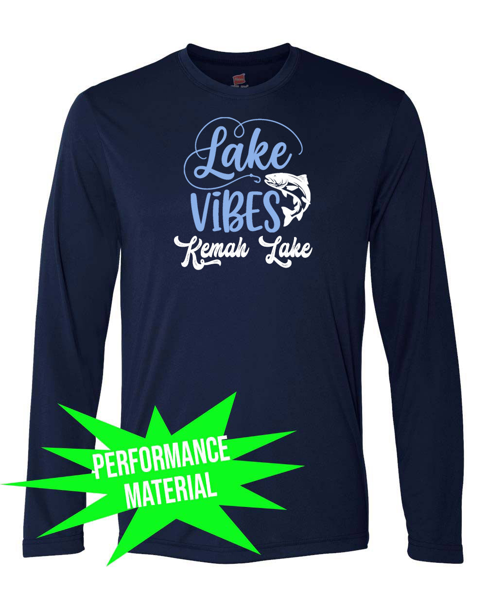Kemah Lake Performance Material Long Sleeve Shirt Design 3