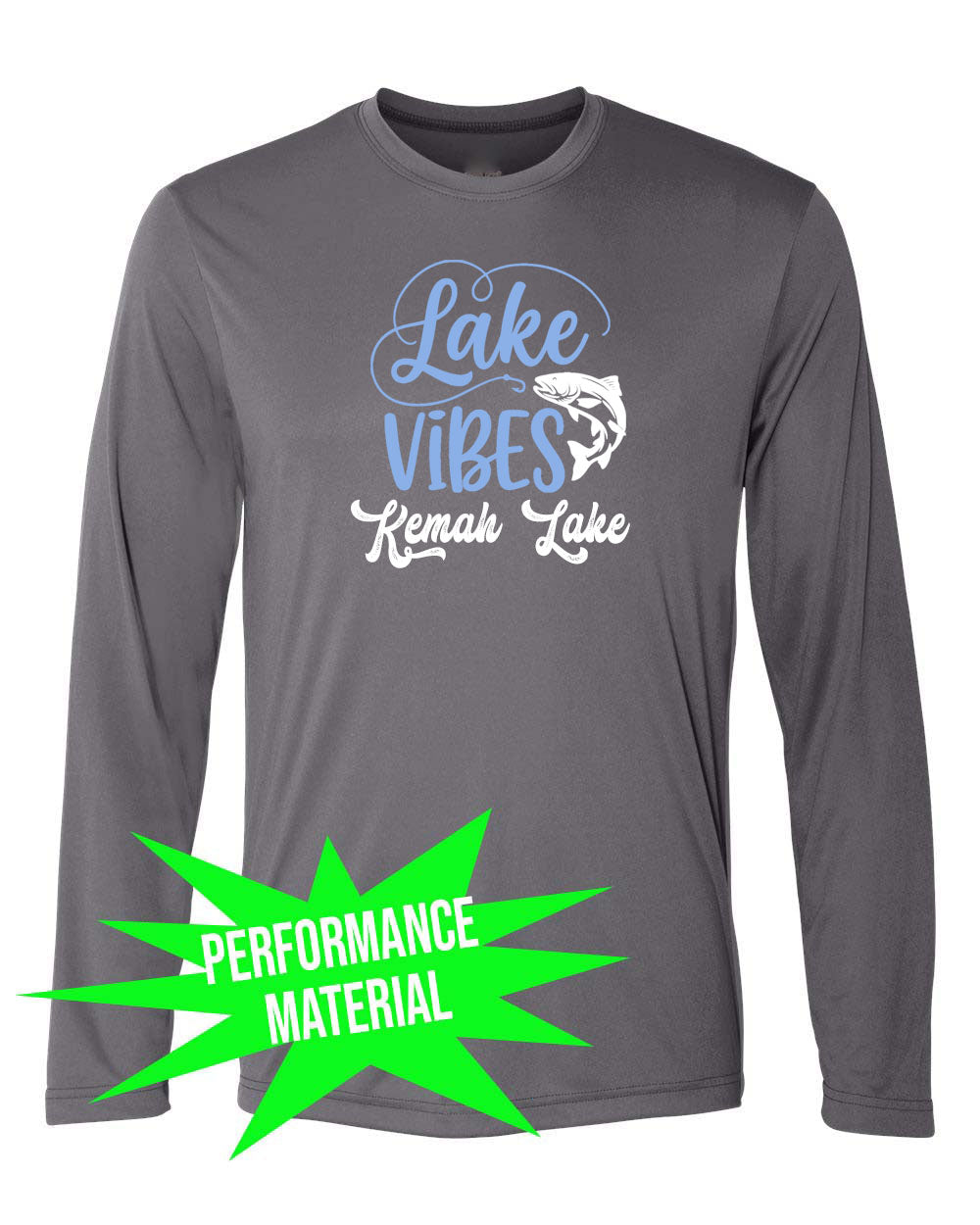 Kemah Lake Performance Material Long Sleeve Shirt Design 3
