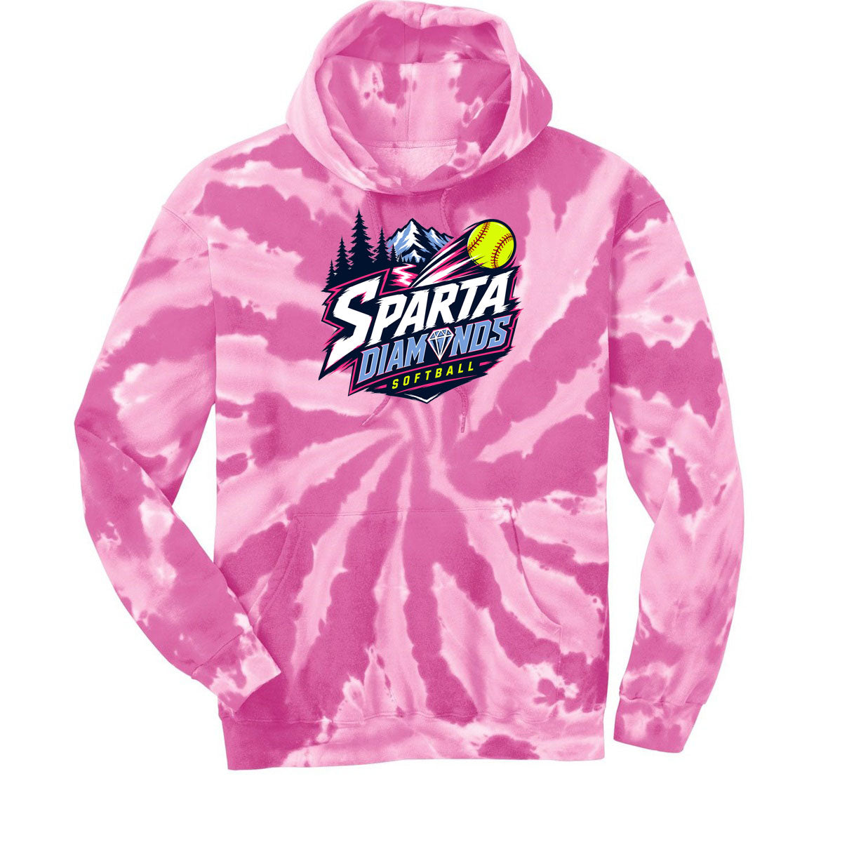 Sparta Diamonds Tie-Dye Hooded Sweatshirt Design 1