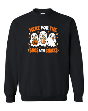 Here for the boos and snacks non hooded sweatshirt