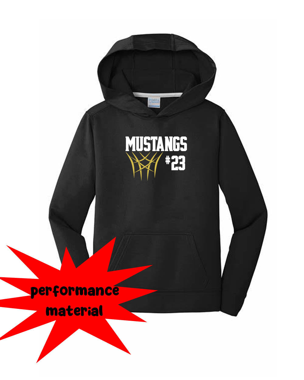 Mustangs Basketball Performance Hooded Sweatshirt Design 8