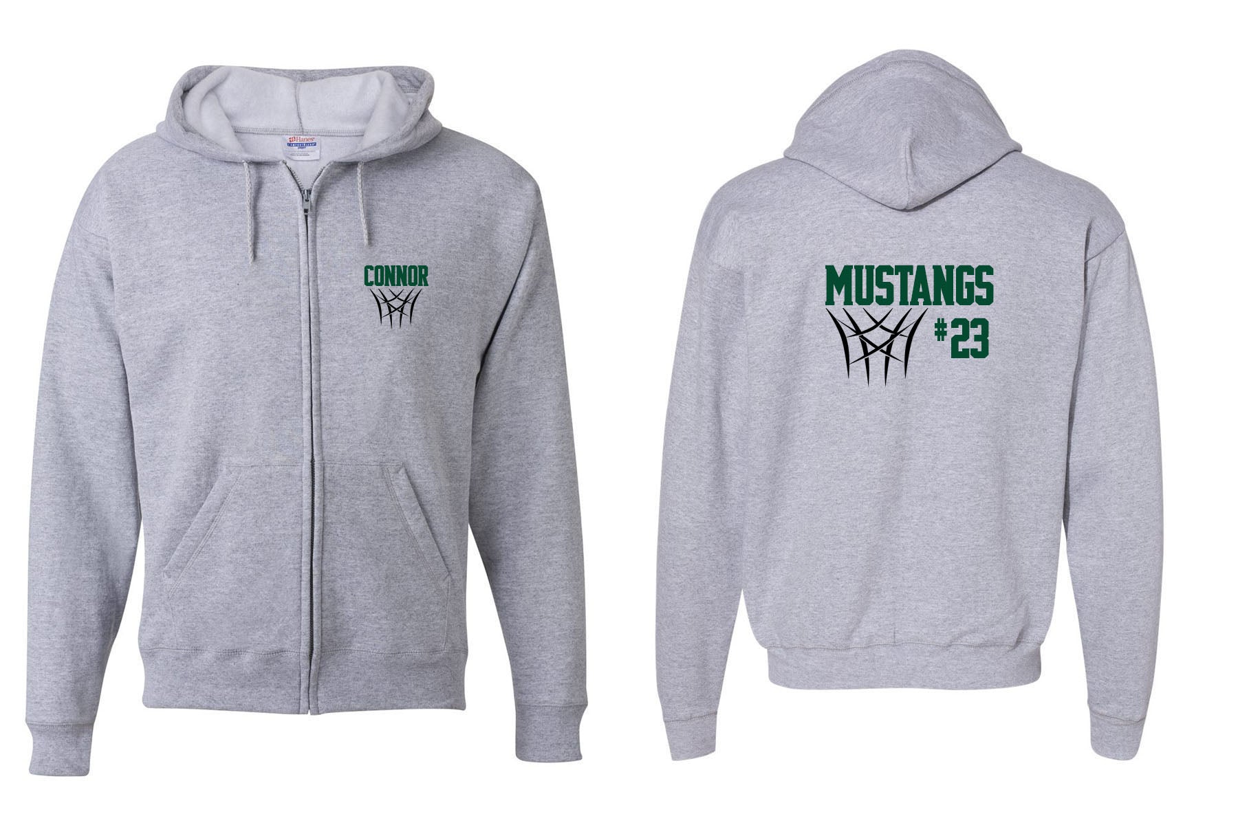 Mustangs Basketball design 8 Zip up Sweatshirt