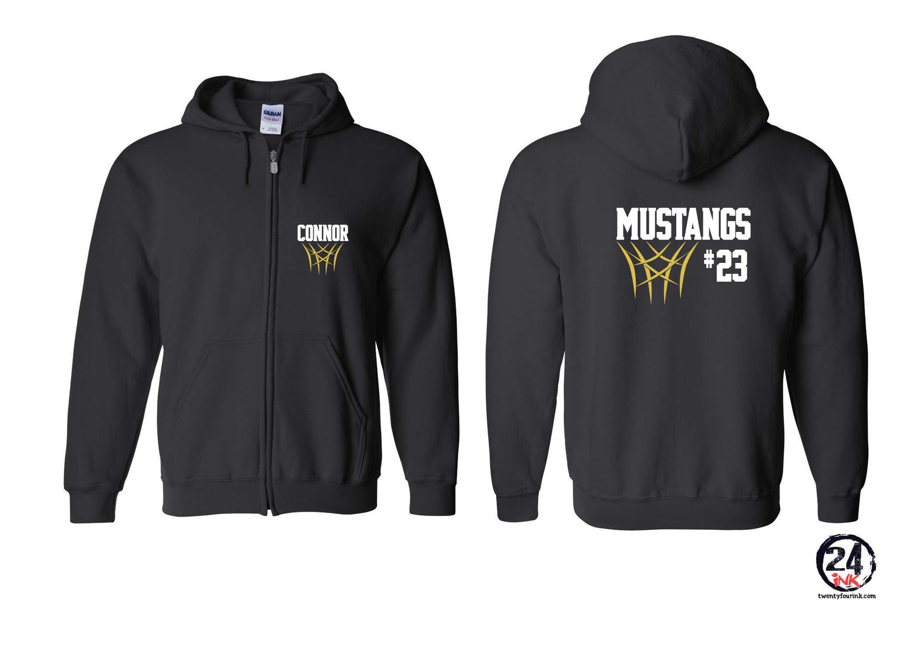 Mustangs Basketball design 8 Zip up Sweatshirt