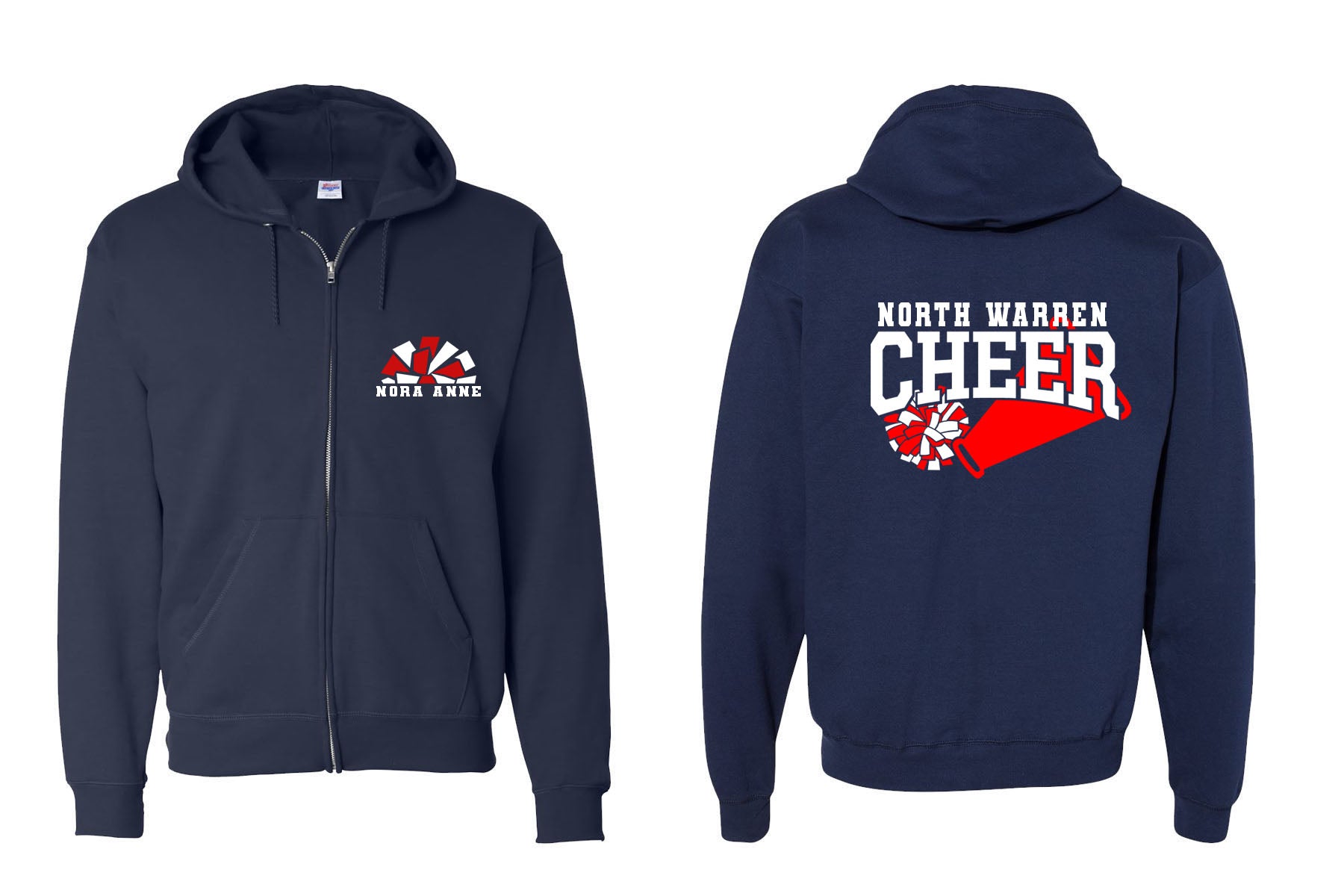 North Warren Cheer Design 5 Zip up Sweatshirt