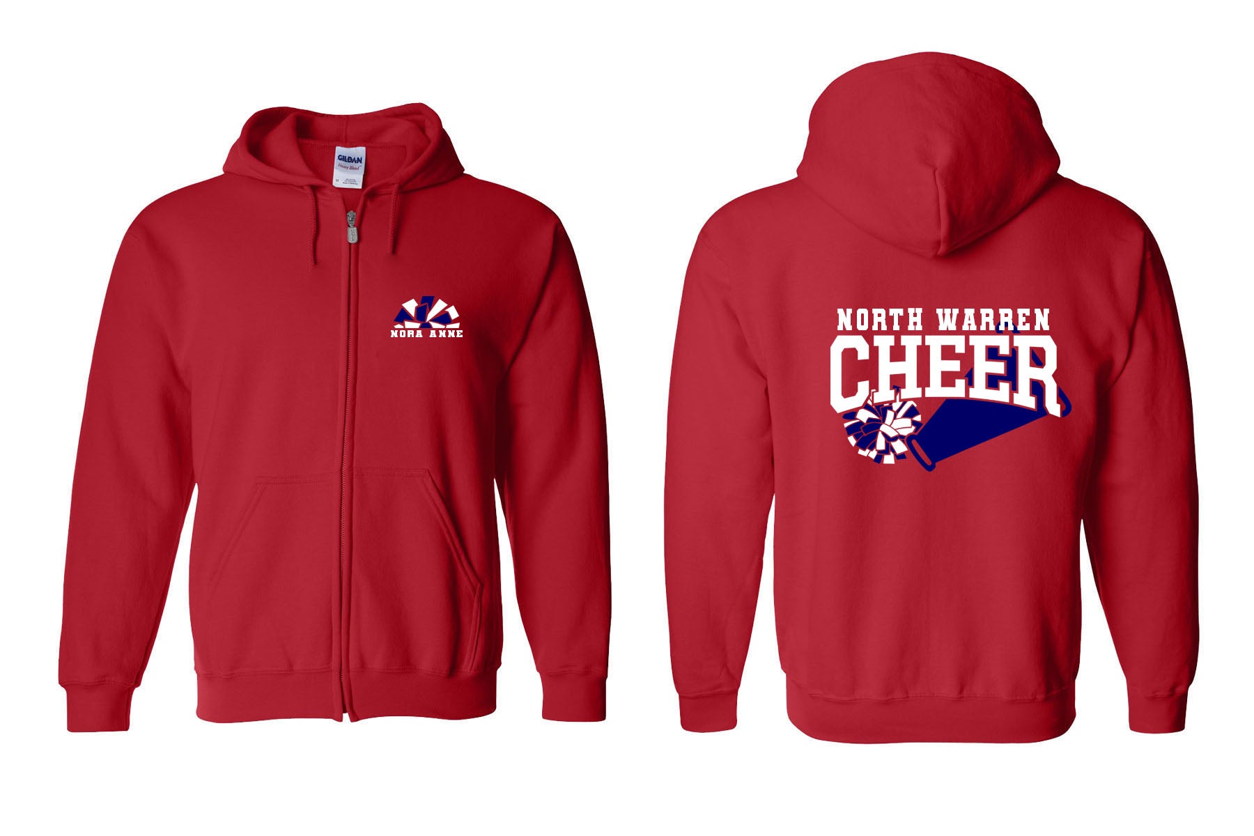 North Warren Cheer Design 5 Zip up Sweatshirt