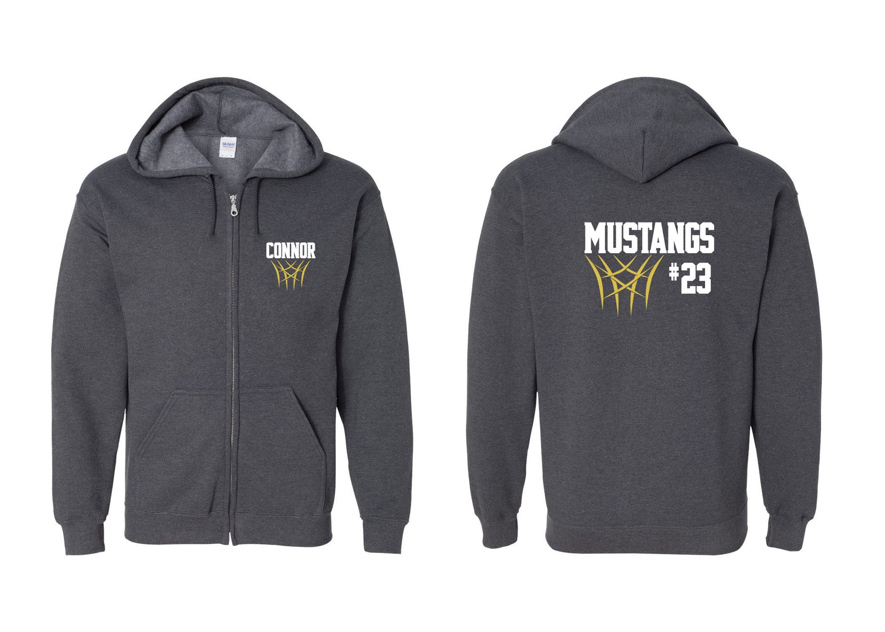 Mustangs Basketball design 8 Zip up Sweatshirt