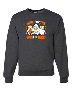 Here for the boos and snacks non hooded sweatshirt