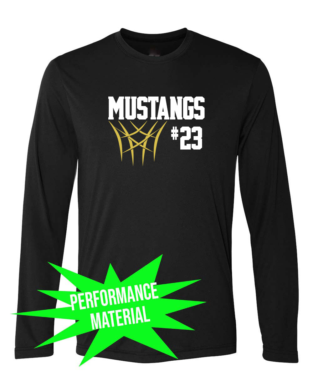 Mustangs Basketball Performance Material Long Sleeve Shirt Design 8