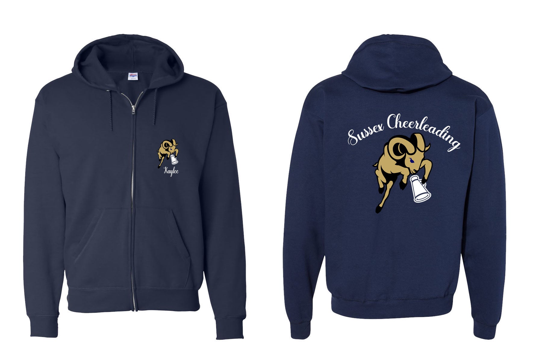 Sussex Middle School Cheer Design 3 Zip up Sweatshirt