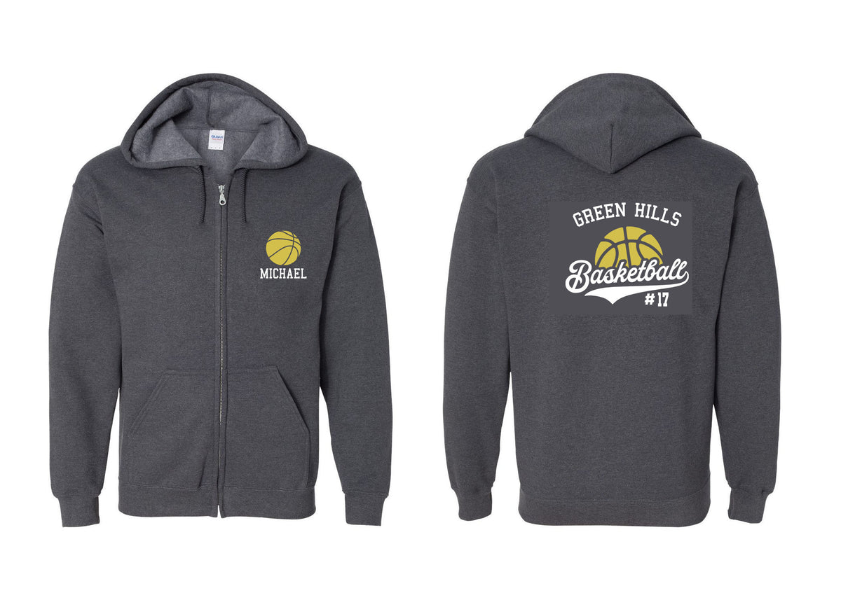 Green Hills Basketball design 6 Zip up Sweatshirt