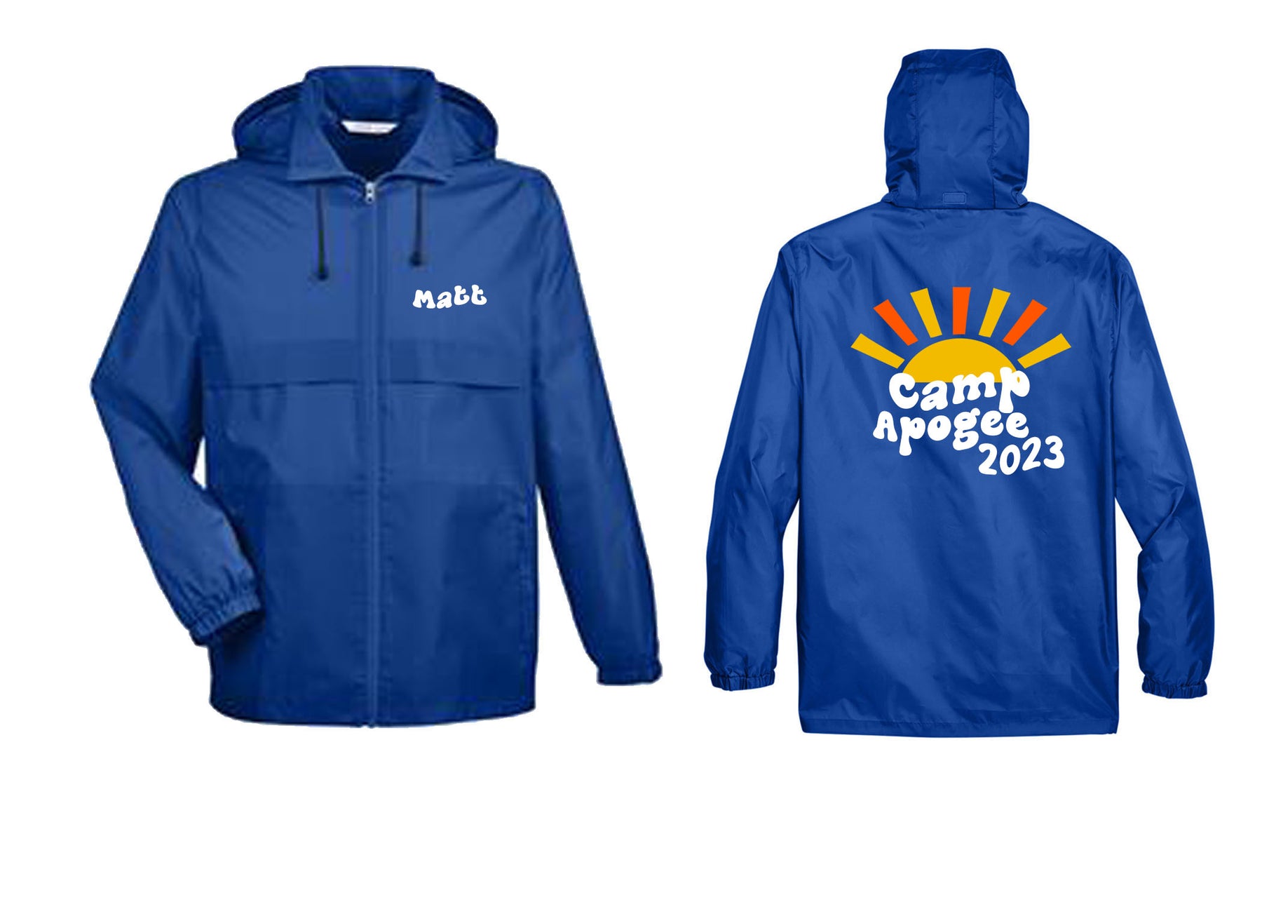 Camp Apogee design 2 Zip up lightweight rain jacket