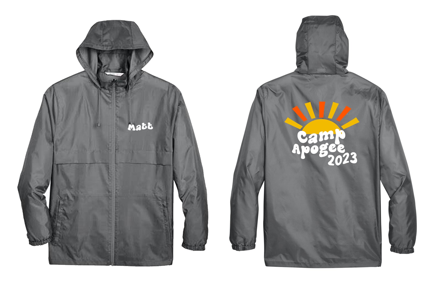 Camp Apogee design 2 Zip up lightweight rain jacket