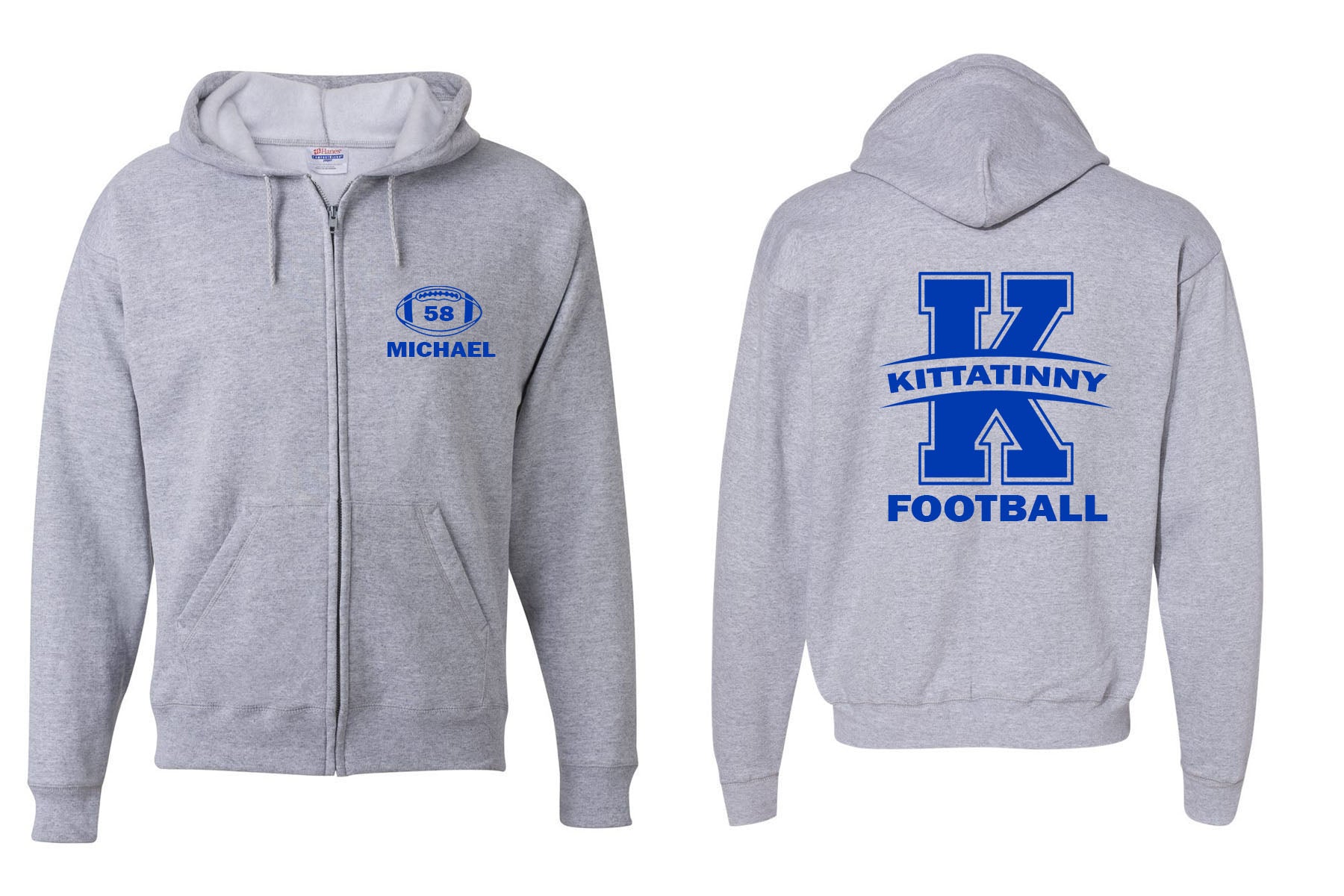 KHS Football Design 12 Zip up Sweatshirt