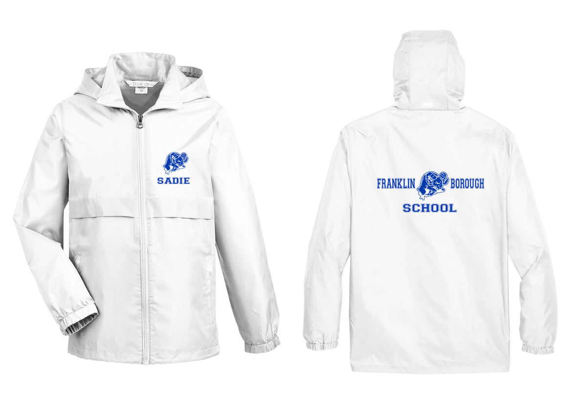 Franklin School design 3 Zip up lightweight rain jacket