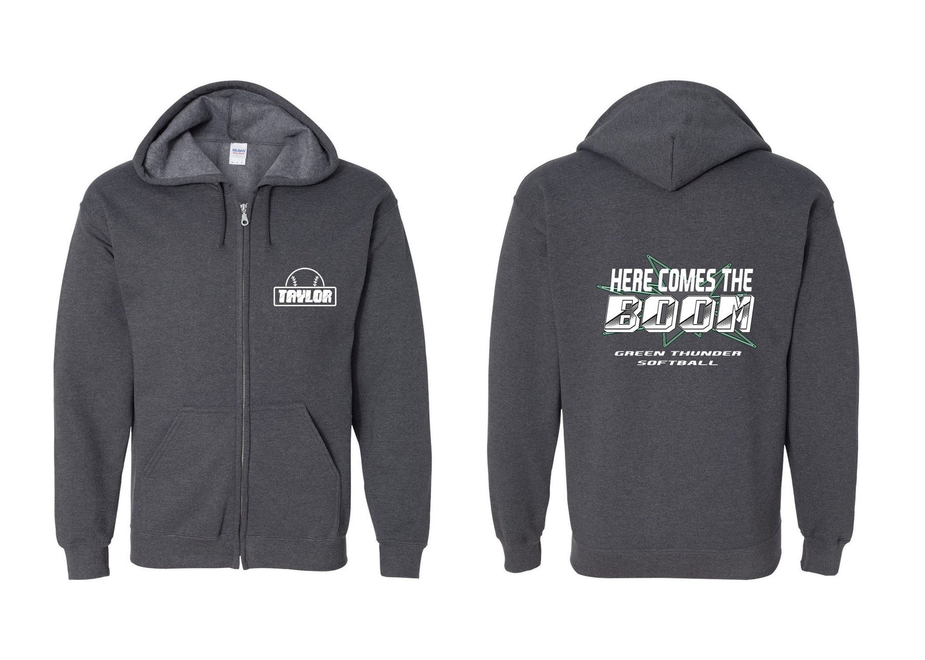 Green Thunder design 3 Zip up Sweatshirt