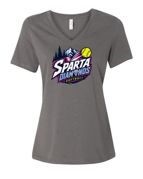 Sparta Diamonds Softball V-neck T-Shirt Design 1