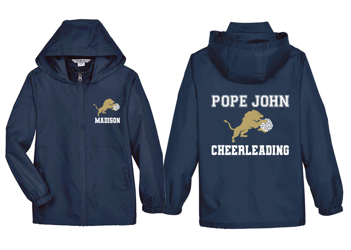 Pope John Cheer design 1 Zip up lightweight rain jacket
