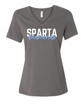 Sparta Diamonds Softball V-neck T-Shirt Design 3