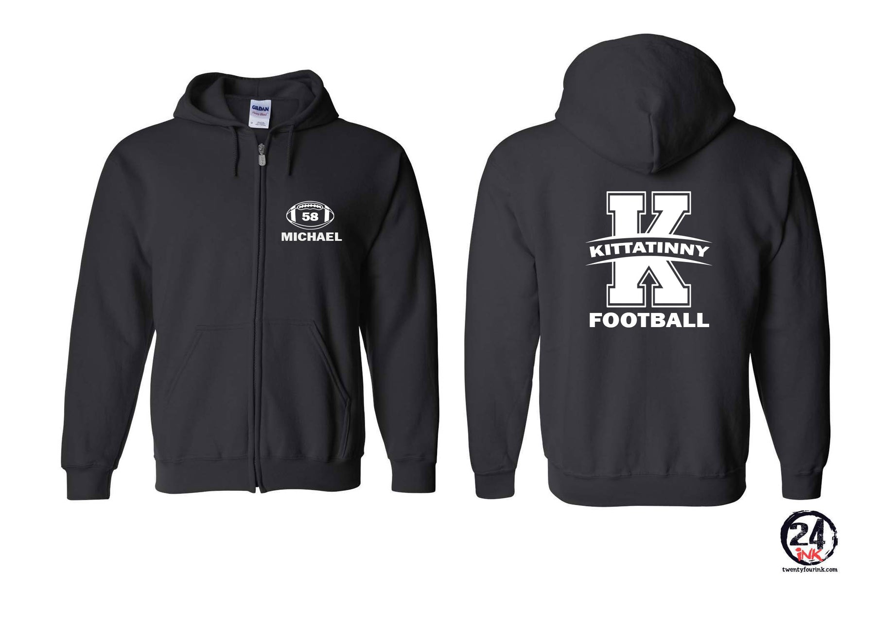 Kittatinny Football Design 12 Zip up Sweatshirt