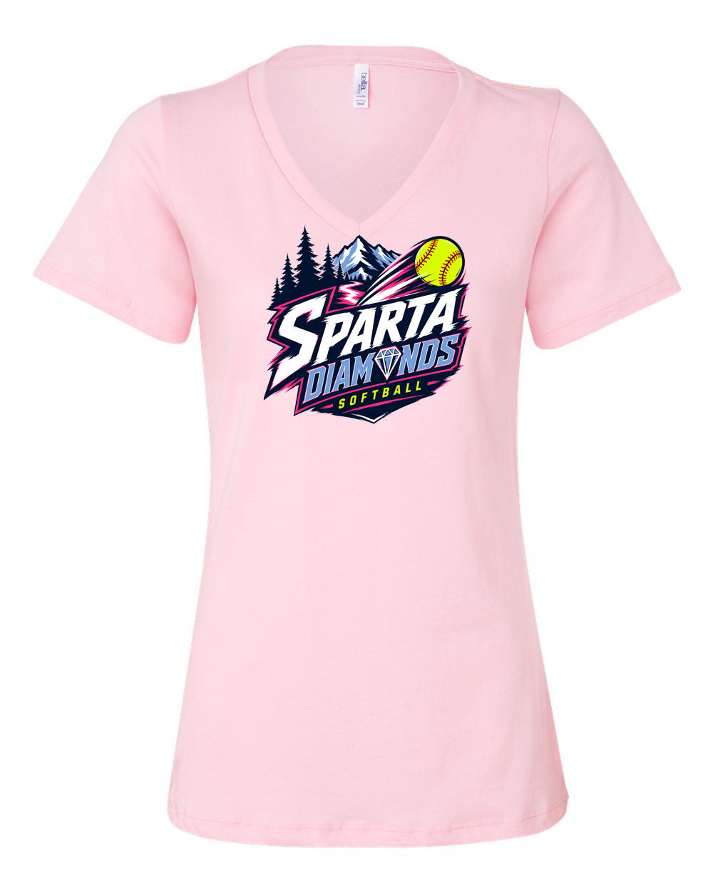 Sparta Diamonds Softball V-neck T-Shirt Design 1
