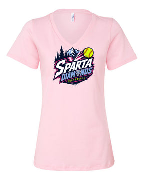 Sparta Diamonds Softball V-neck T-Shirt Design 1