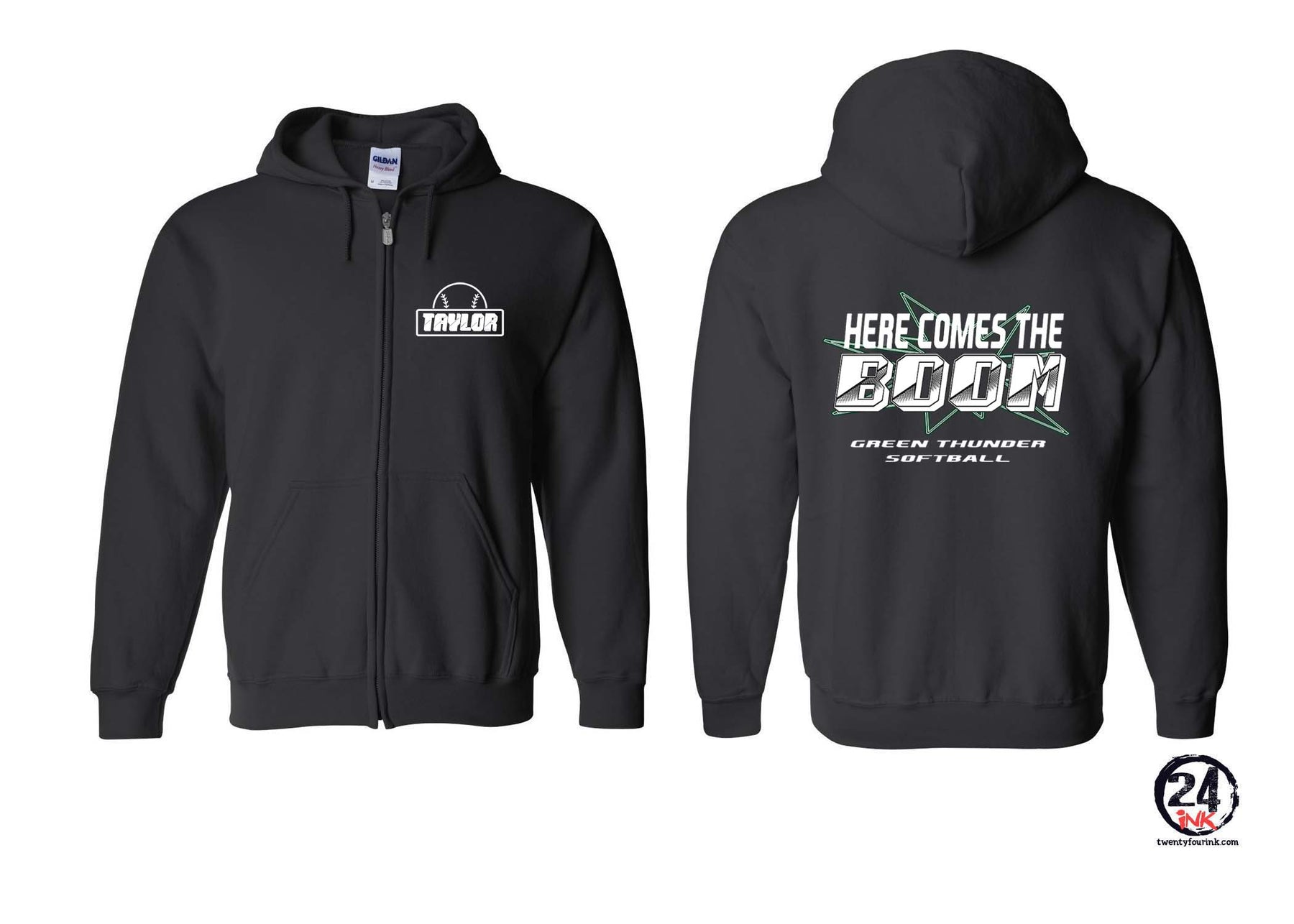 Green Thunder design 3 Zip up Sweatshirt