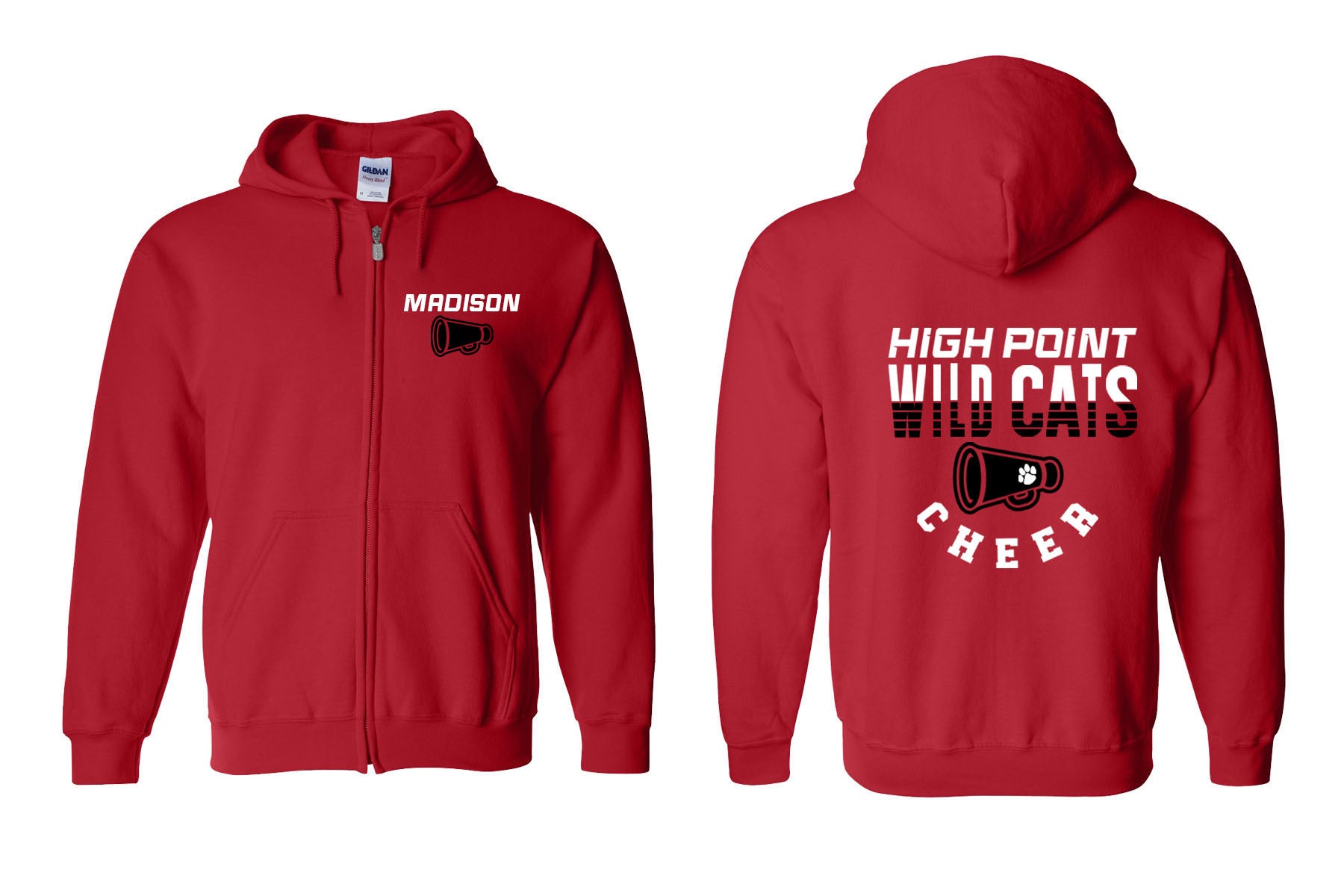 Wildcats Cheer design 2 Zip up Sweatshirt