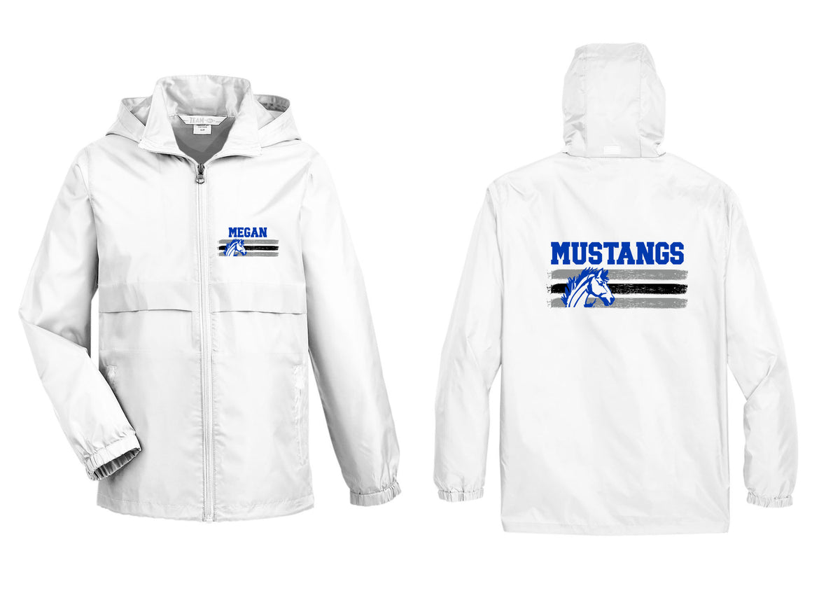 Mustangs design 12 Zip up lightweight rain jacket