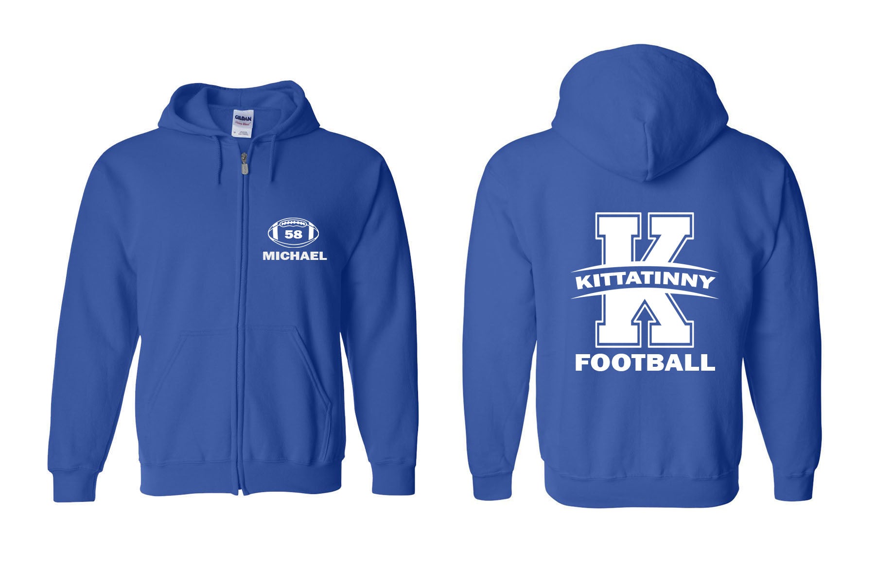 KHS Football Design 12 Zip up Sweatshirt