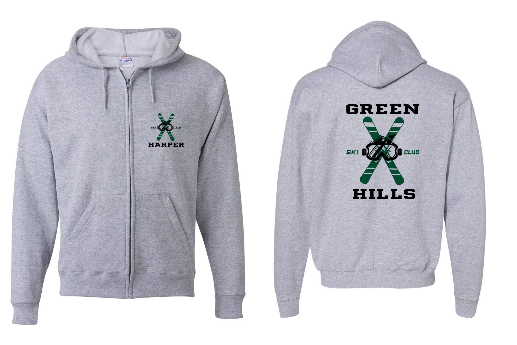 Green Hills Ski Club design 2 Zip up Sweatshirt