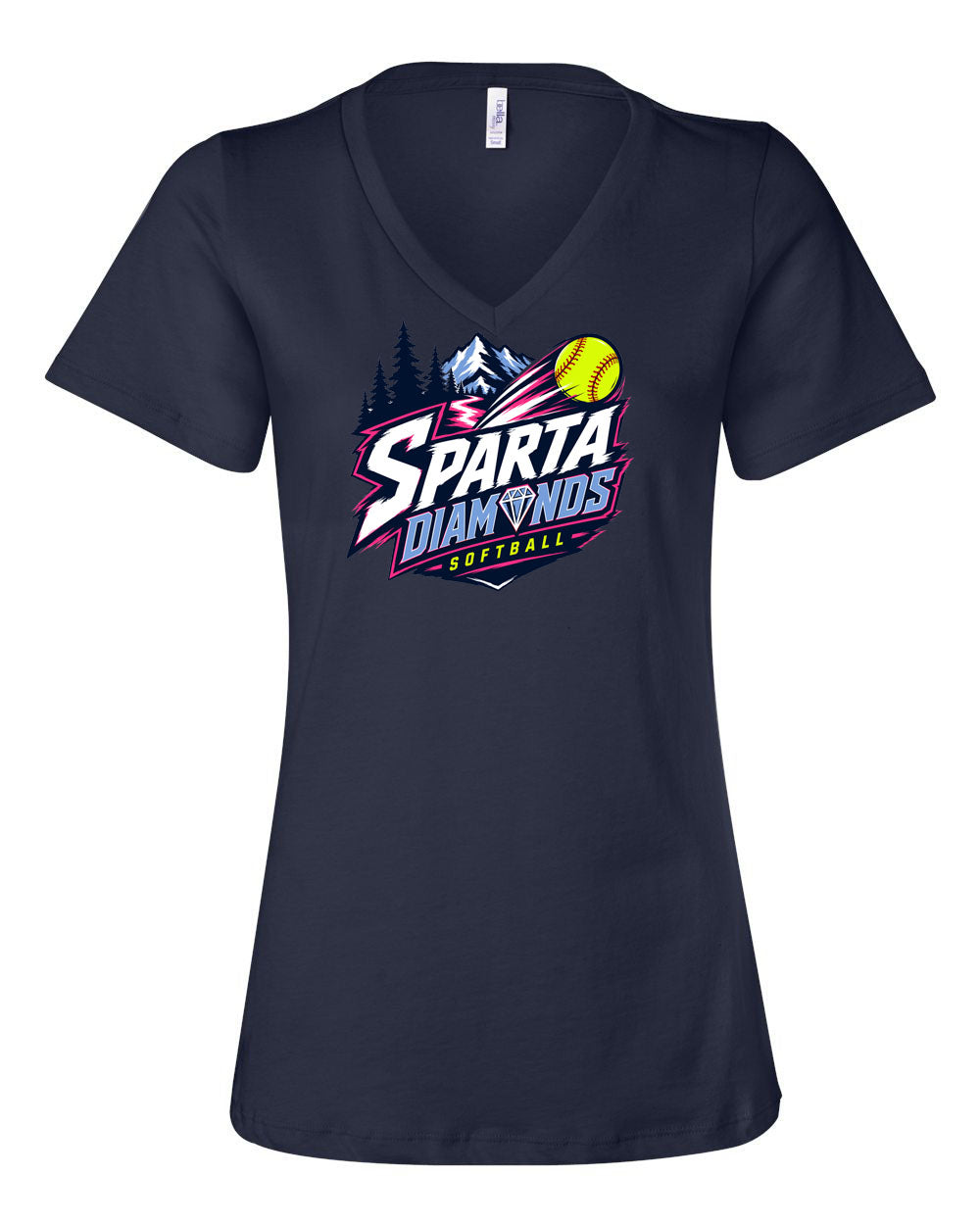 Sparta Diamonds Softball V-neck T-Shirt Design 1