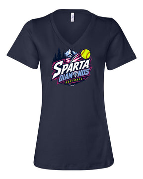 Sparta Diamonds Softball V-neck T-Shirt Design 1