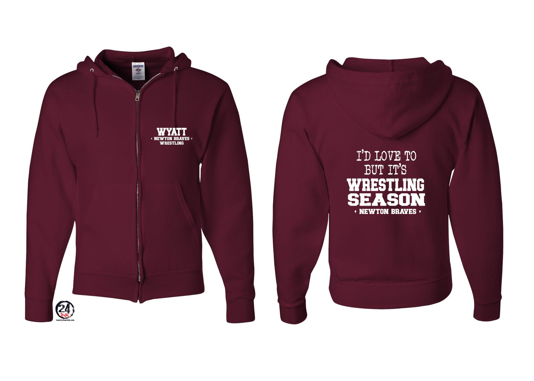 Newton Wrestling design 10 Zip up Sweatshirt