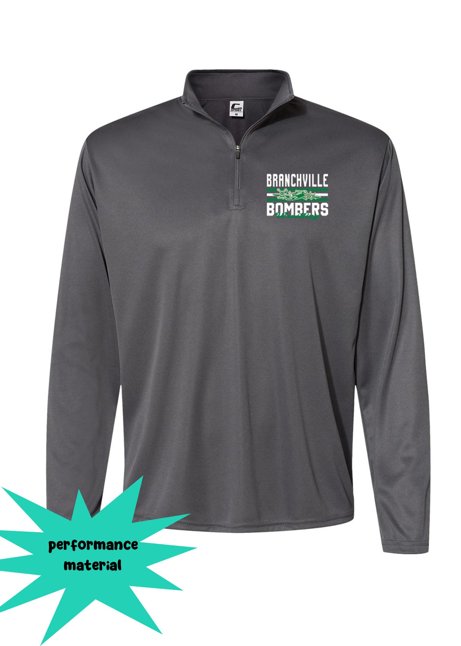 Bombers Wrestling Quarter Zip Long Sleeve Shirt Design 3