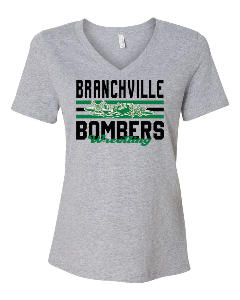 Bombers Wrestling V-neck T-Shirt Design 3