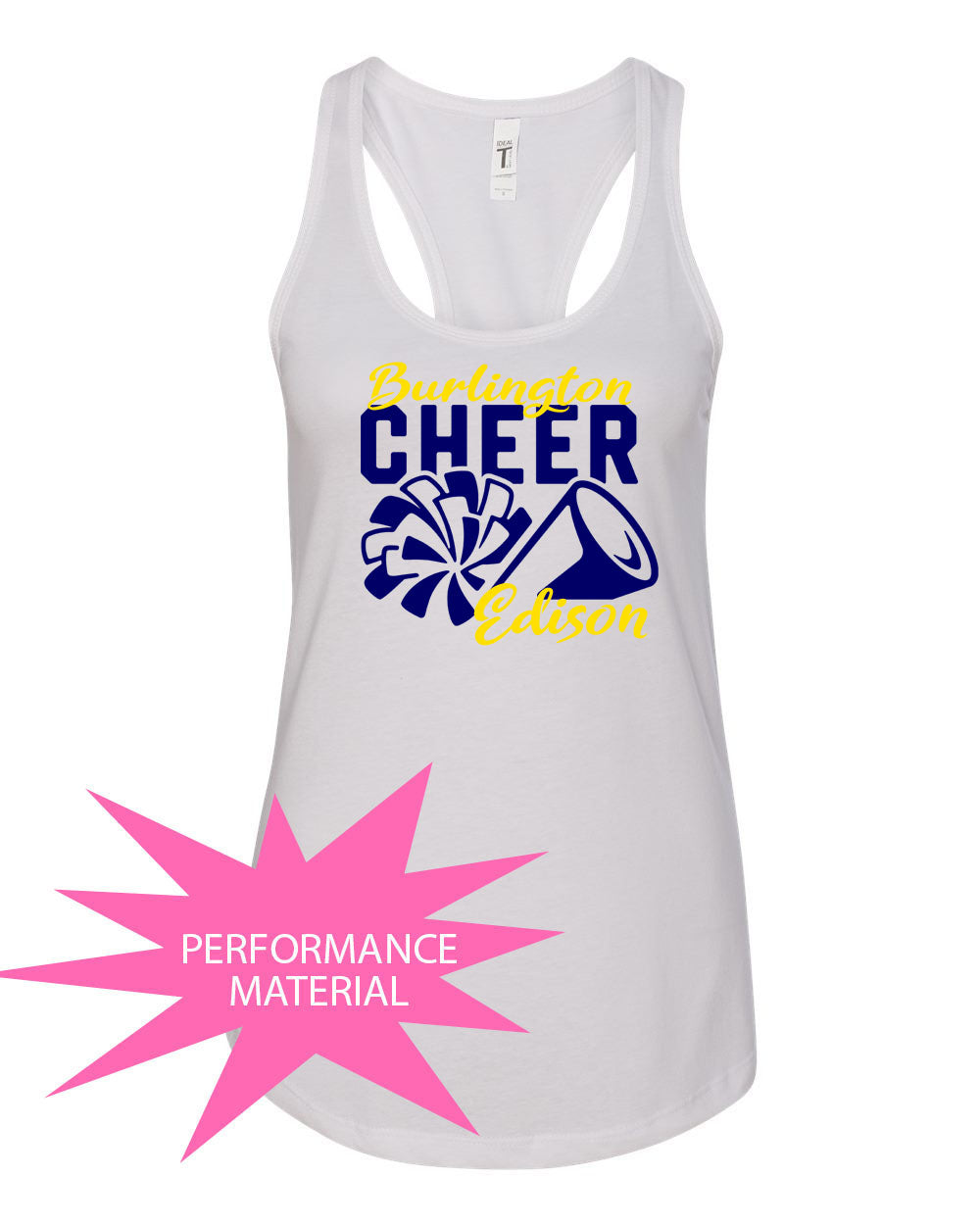 Burlington Edison Cheer Performance Racerback Tank Top Design 3