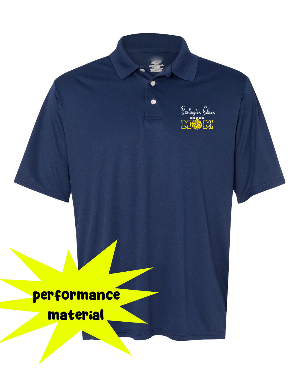 Burlington Edison Cheer Performance Material Polo T-Shirt Design 5