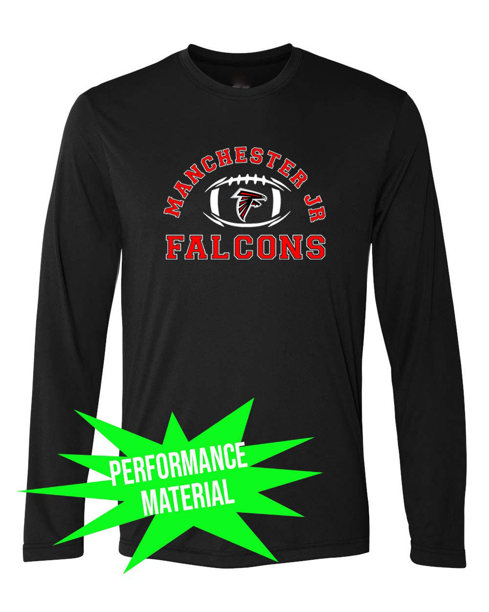 Falcons Football Performance Material Long Sleeve Shirt Design 1