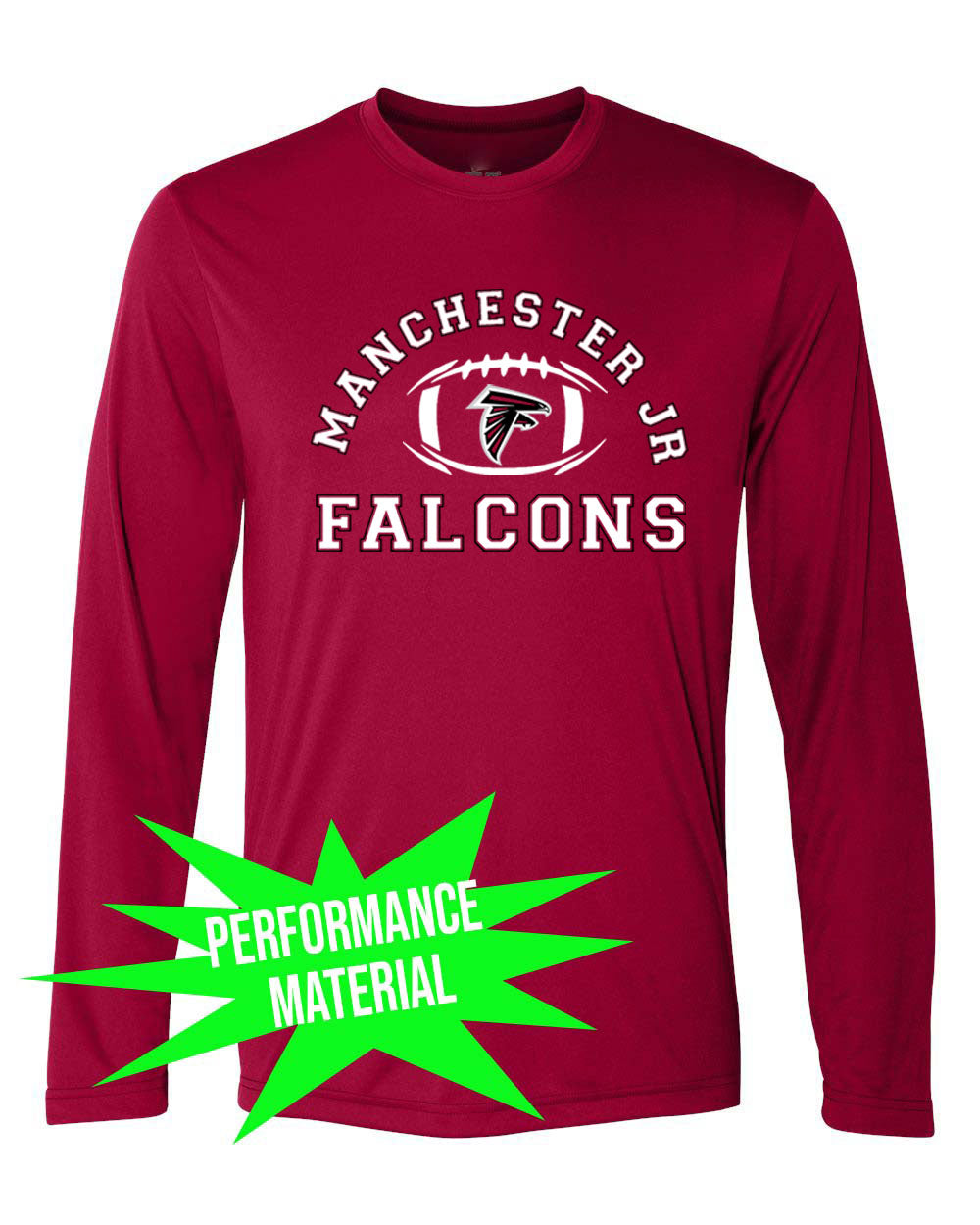 Falcons Football Performance Material Long Sleeve Shirt Design 1