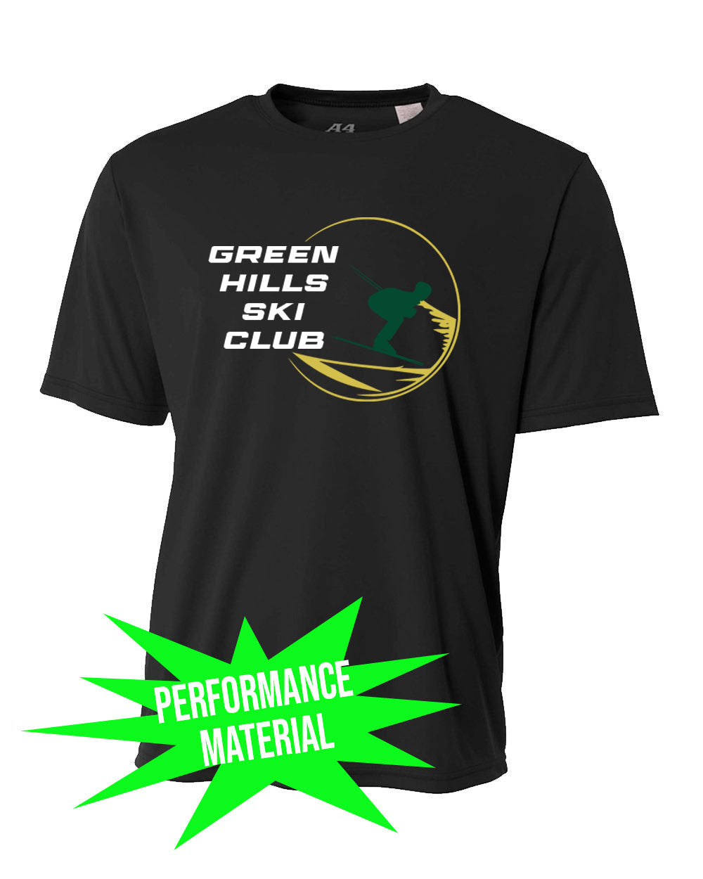 Green Hills Ski Club Performance Material T-Shirt Design 1