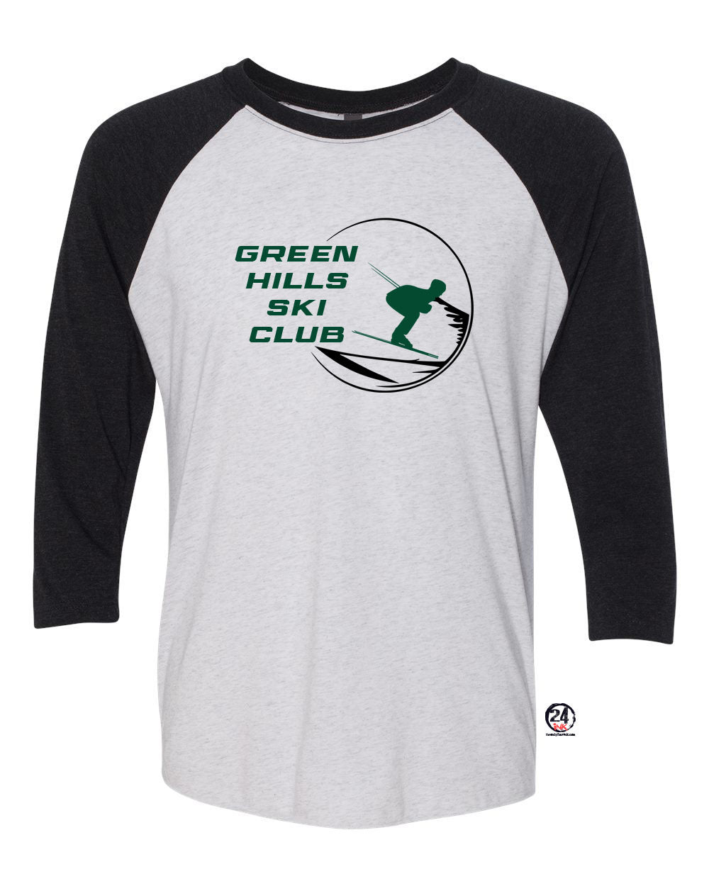 Green Hills Ski Club Design 1  raglan shirt