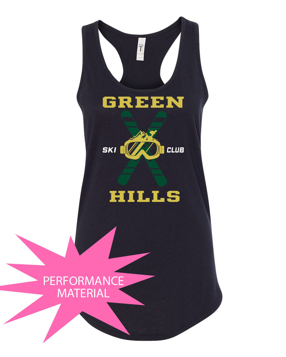 Green Hills Ski Club Design 2 Performance Racerback Tank Top