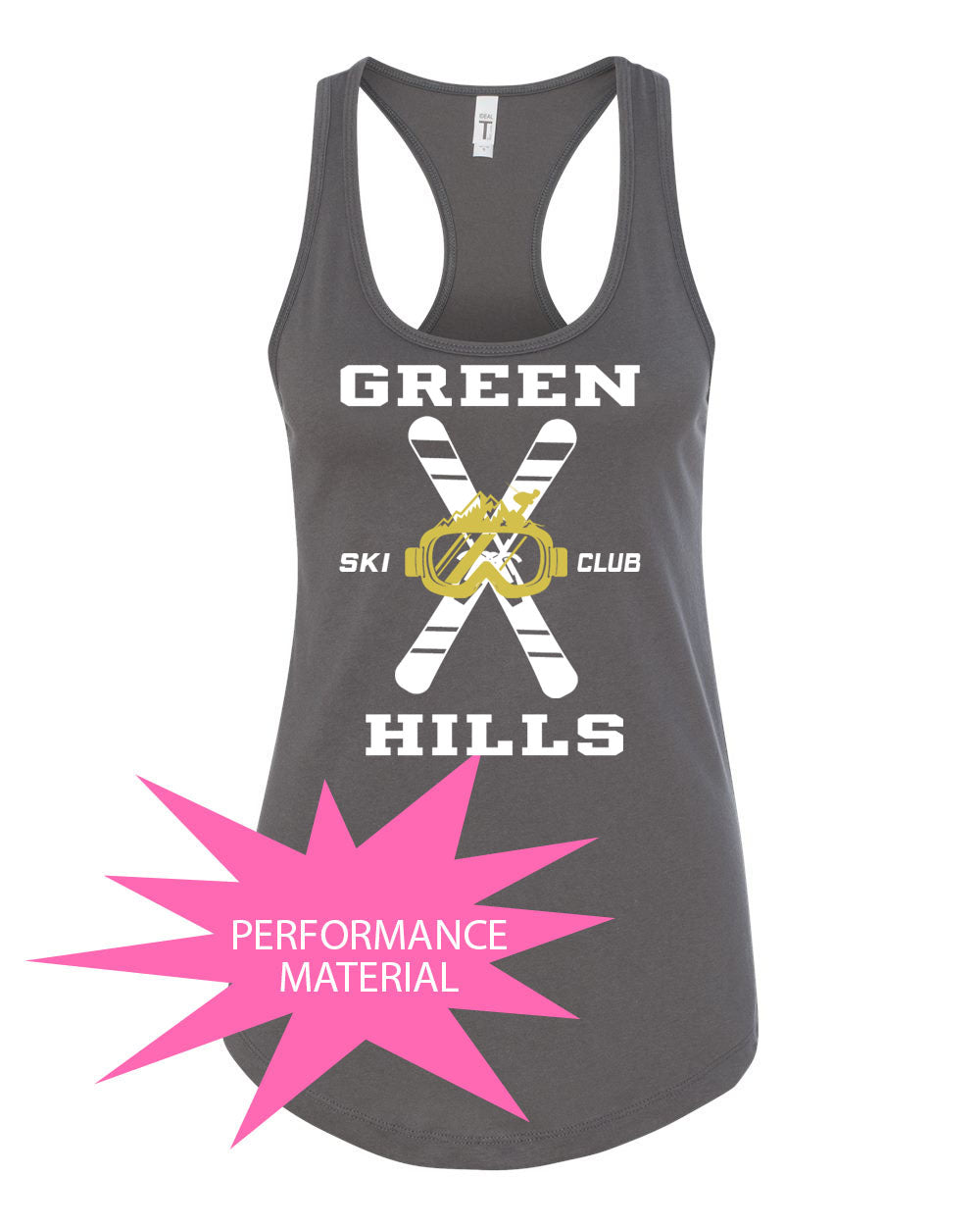 Green Hills Ski Club Design 2 Performance Racerback Tank Top