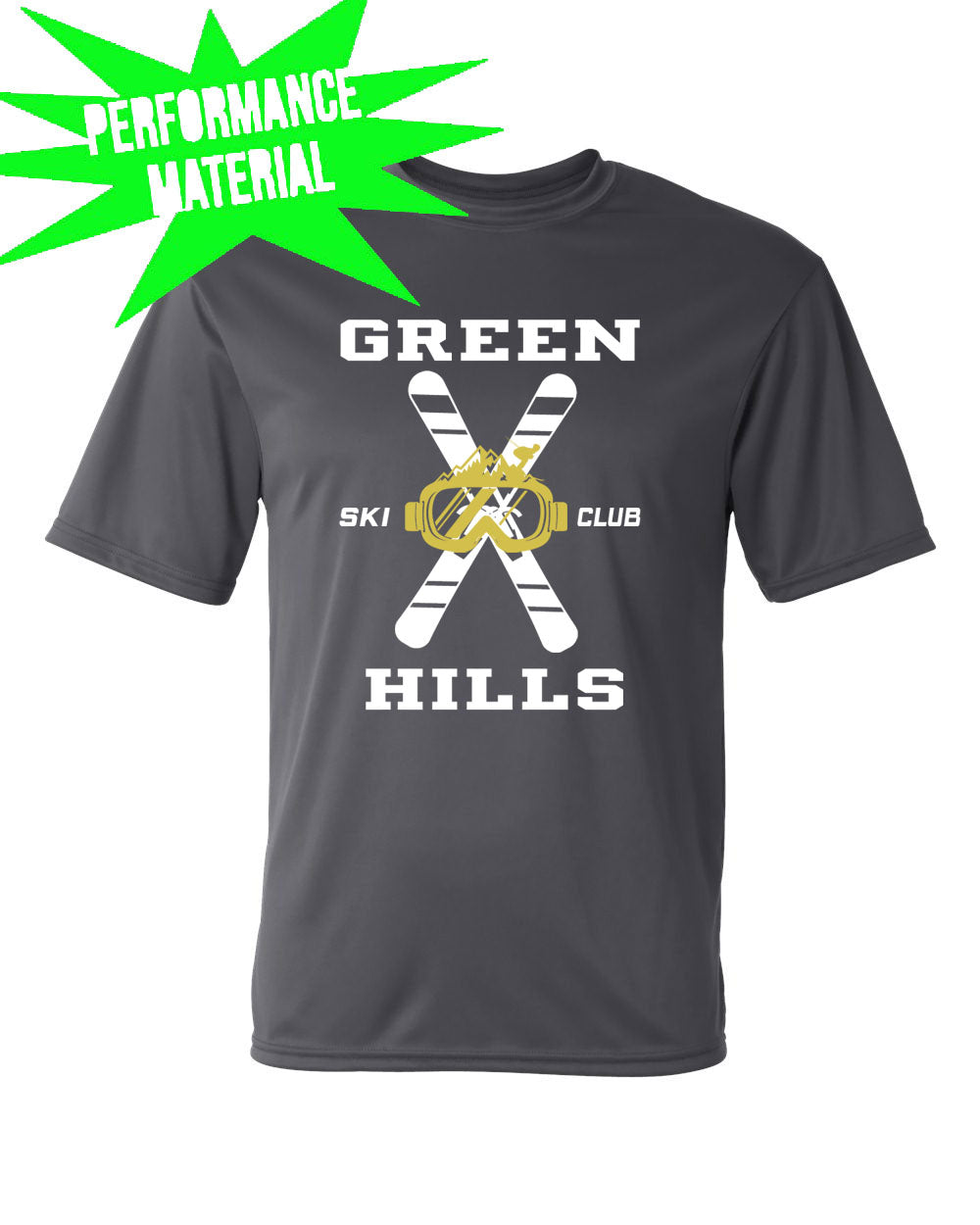 Green Hills Ski Club Performance Material T-Shirt Design 2