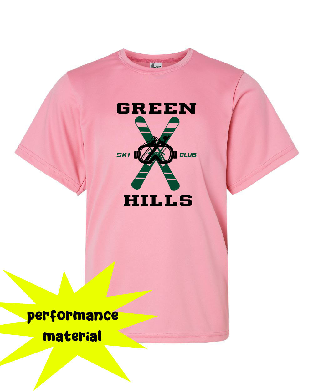 Green Hills Ski Club Performance Material T-Shirt Design 2
