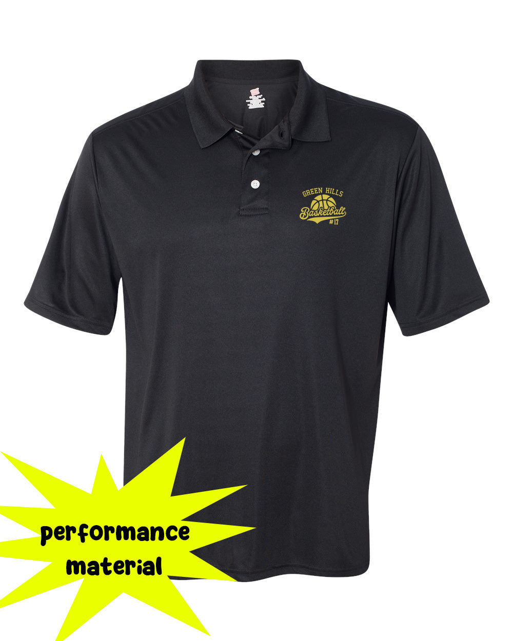 Green Hills Basketball Performance Material Polo T-Shirt Design 6