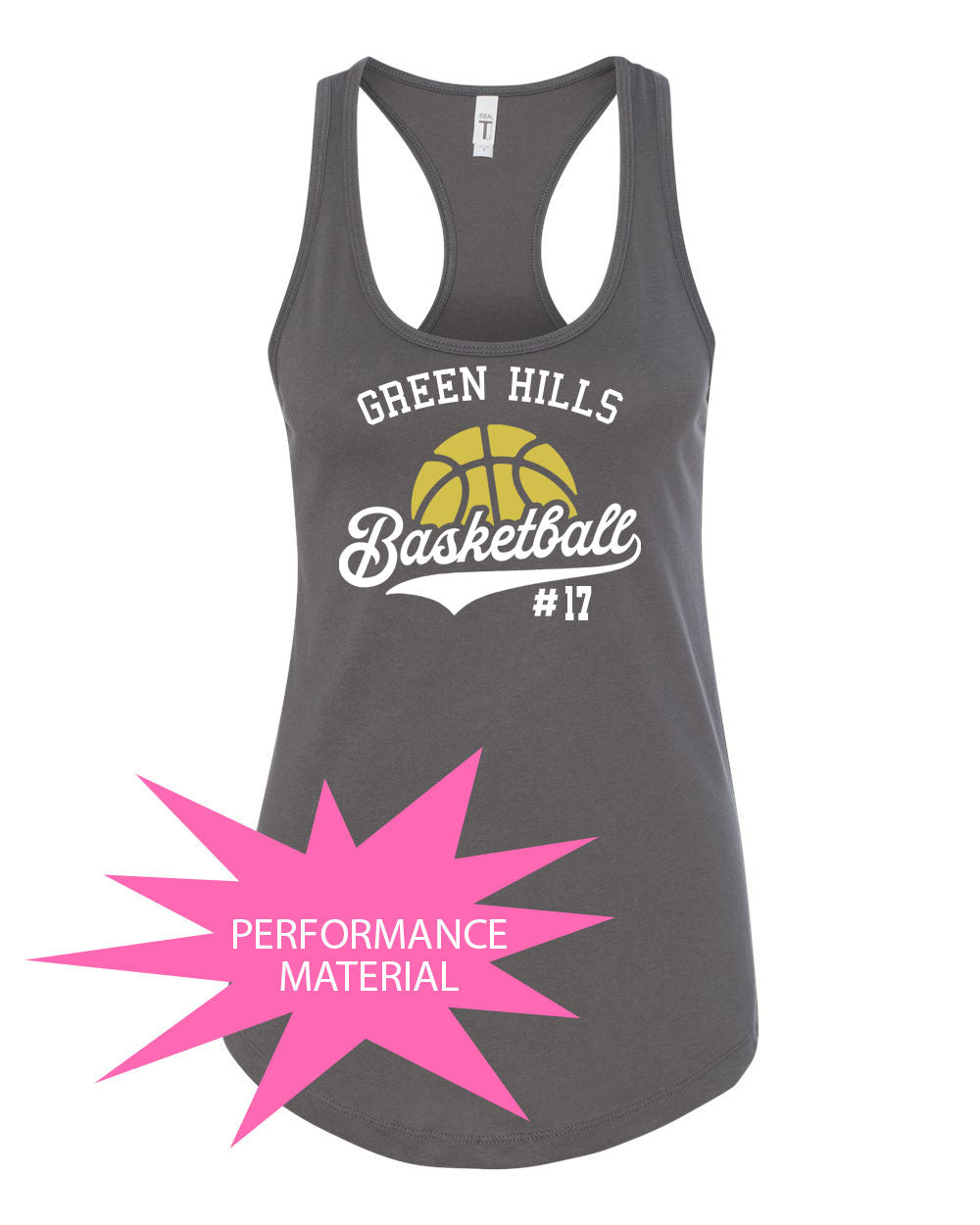 Green Hills Basketball Design 6 Performance Racerback Tank Top