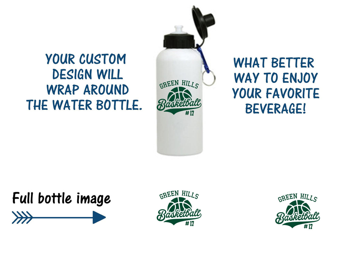 Green Hills Basketball Design 6 Water Bottle