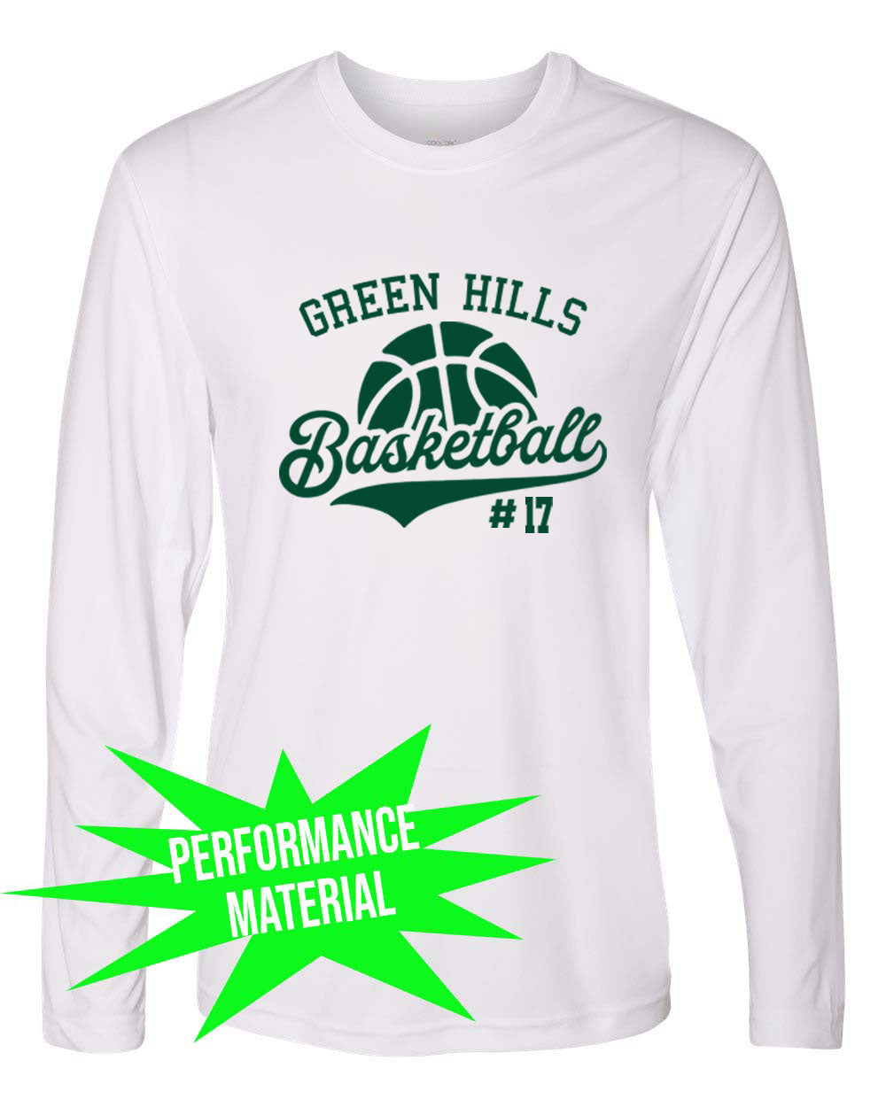 Green Hills Basketball Performance Material Long Sleeve Shirt Design 6