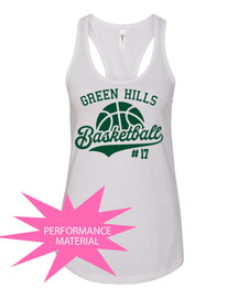 Green Hills Basketball Design 6 Performance Racerback Tank Top